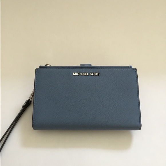 Michael Kors Handbags - Michael Kors Adele blue double zip wristlet